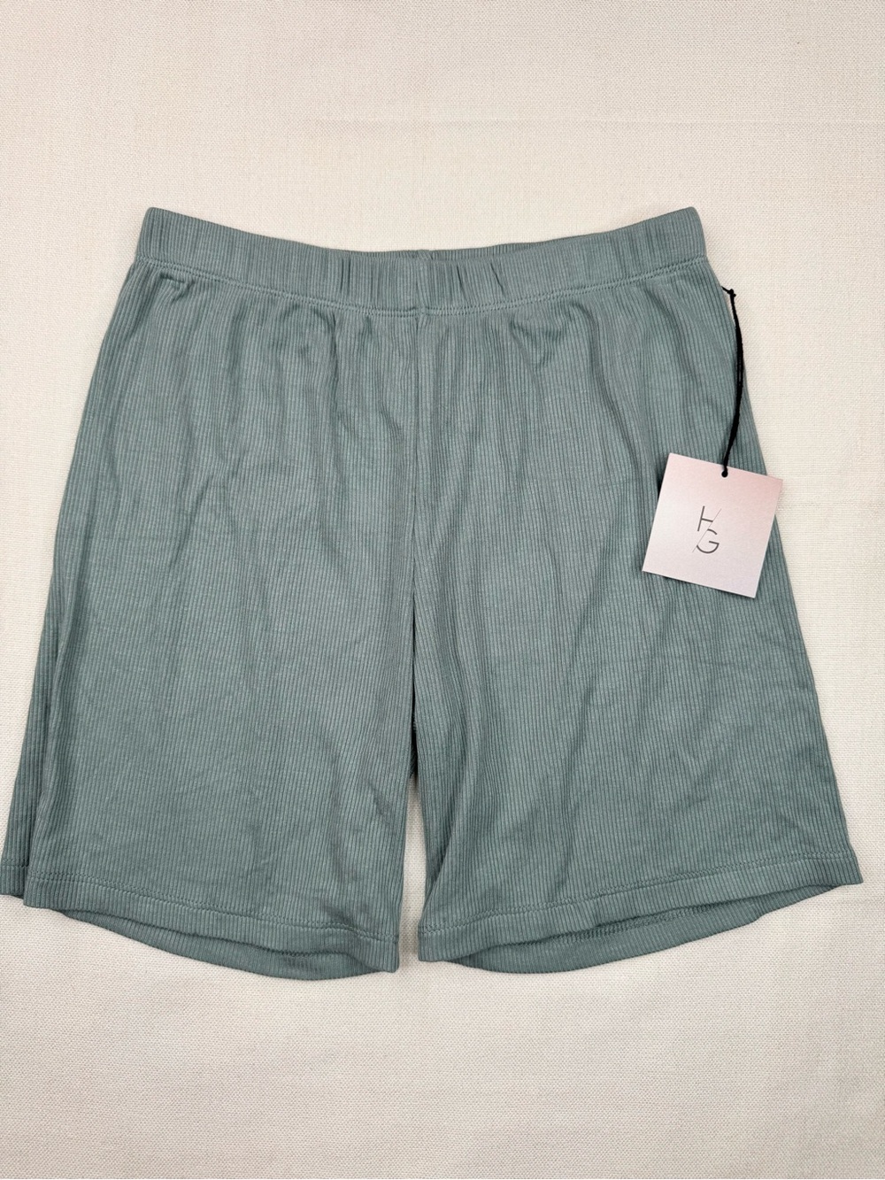 Happily Grey Lounge Shorts Womens Size M Sage Green Ribbed Pull-On